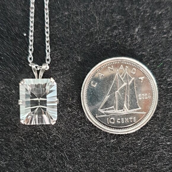 Elegant Vintage Italy 925 Silver 4 CT Genuine White Topaz Minimalist Necklace - Picture 4 of 11